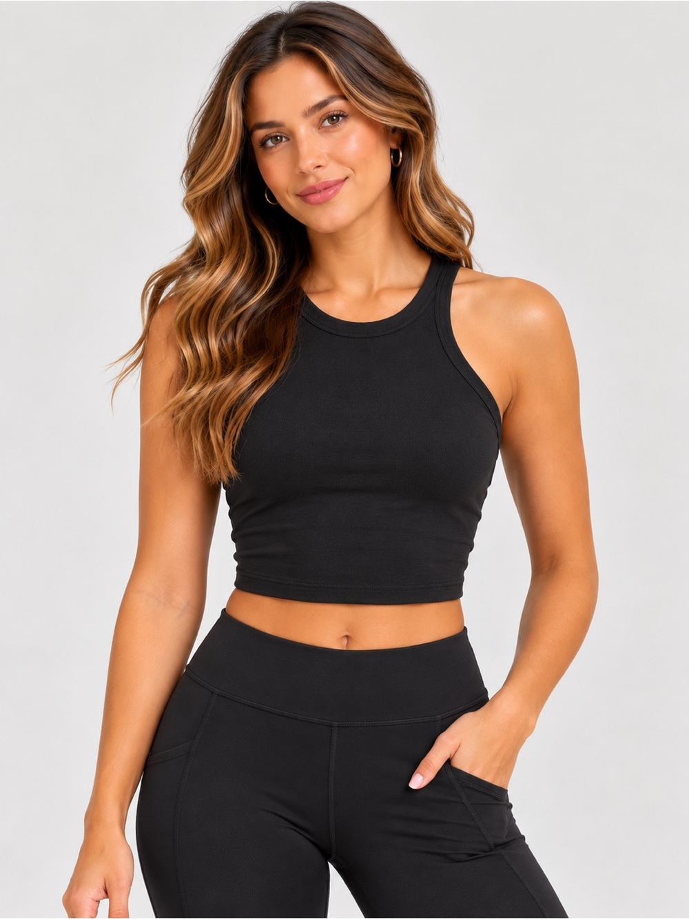 lululemon athletica Black Cropped Muscle Tee